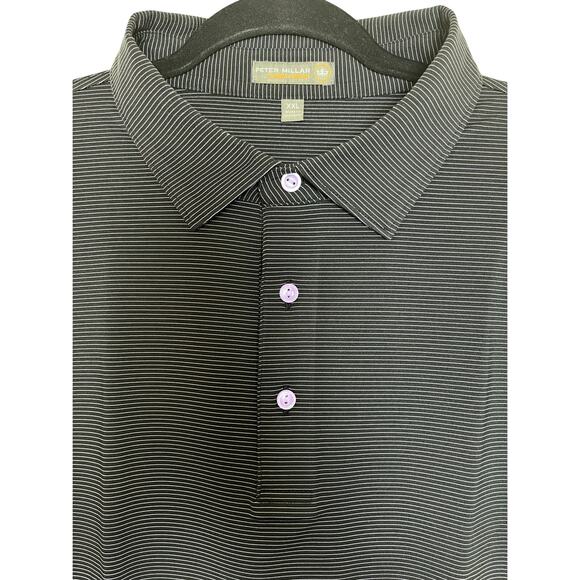 Peter Millar | Summer Comfort Black & White Stripe Polo Shirt Size XXL - Picture 2 of 7